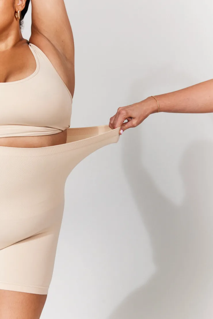 In The Style Seamless Snatched Sculpting Chafing Short Sand