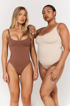 Best In The Style Seamless Strappy Snatched Shapewear Bodysuit Mocha