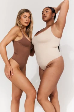 Best In The Style Seamless Strappy Snatched Shapewear Bodysuit Mocha