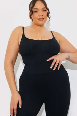 Hot Fits Seamless Strappy Snatched Shapewear Bodysuit Black