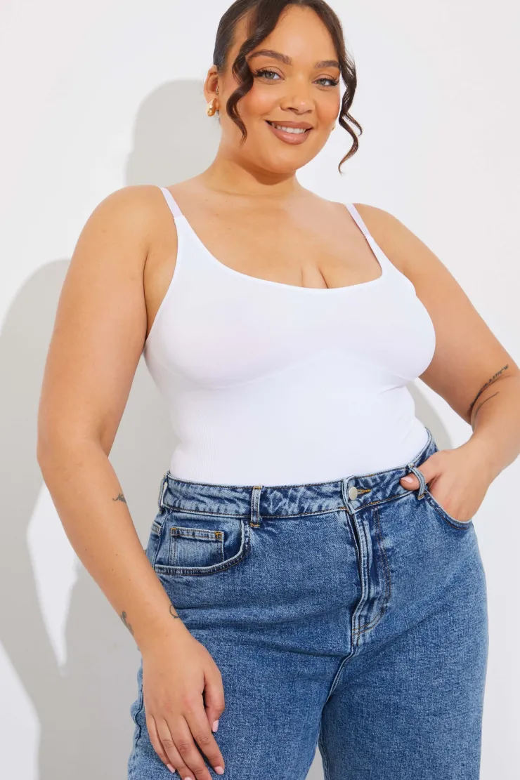 Outlet Fits Seamless Strappy Snatched Shapewear Bodysuit White