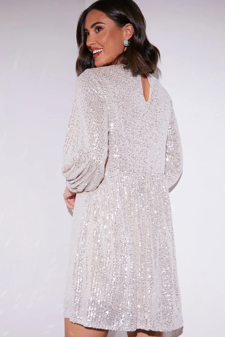 Hot In the Style Sequin Smock Mini Dress