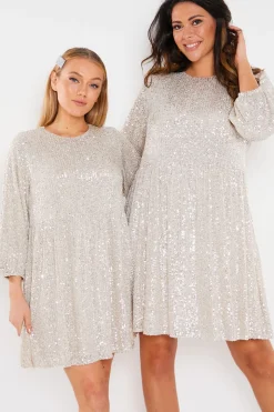 Hot In the Style Sequin Smock Mini Dress