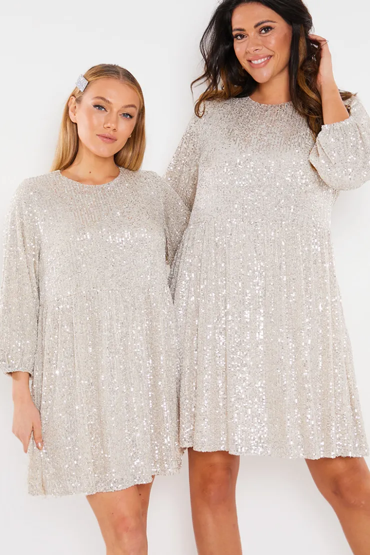 Hot In the Style Sequin Smock Mini Dress