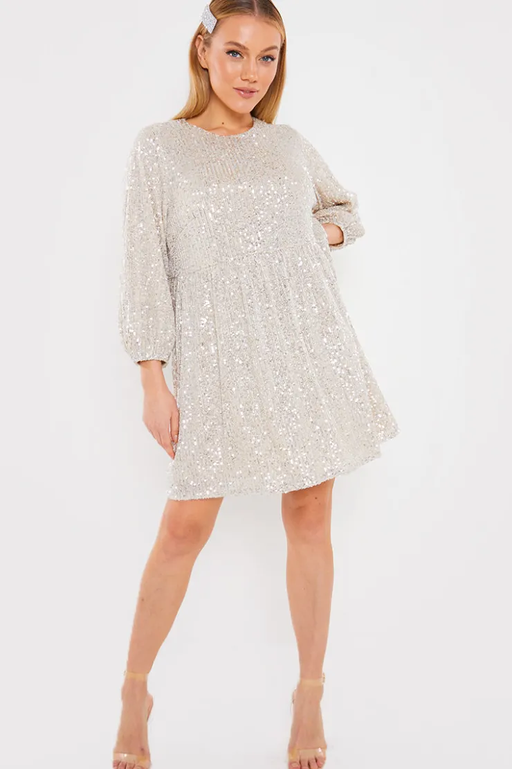 Hot In the Style Sequin Smock Mini Dress