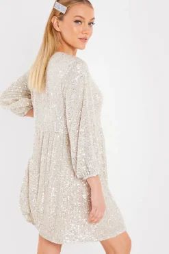 Hot In the Style Sequin Smock Mini Dress