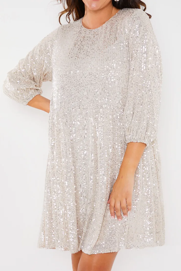 Hot In the Style Sequin Smock Mini Dress