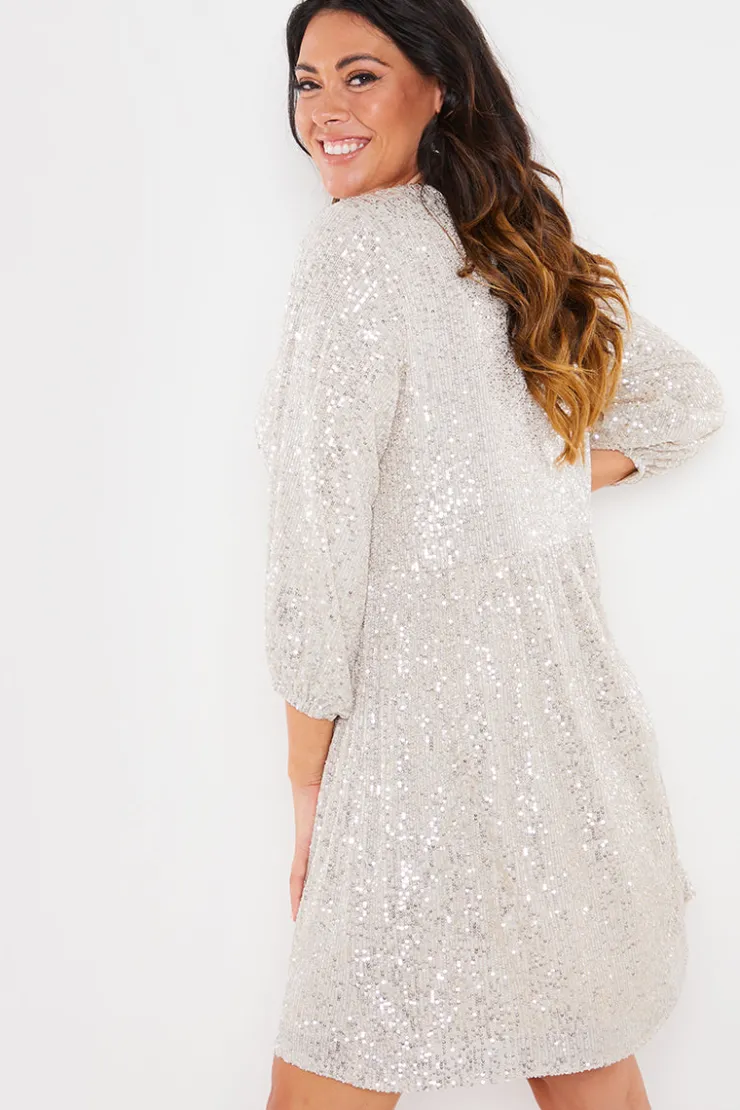 Hot In the Style Sequin Smock Mini Dress
