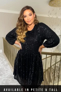 Hot In the Style Sequin Smock Mini Dress