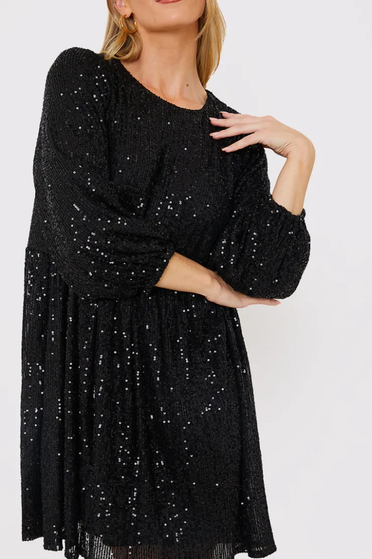 Hot In the Style Sequin Smock Mini Dress