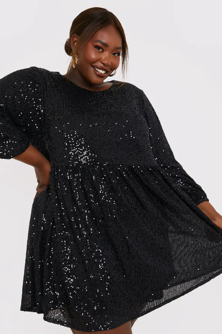 Hot In the Style Sequin Smock Mini Dress