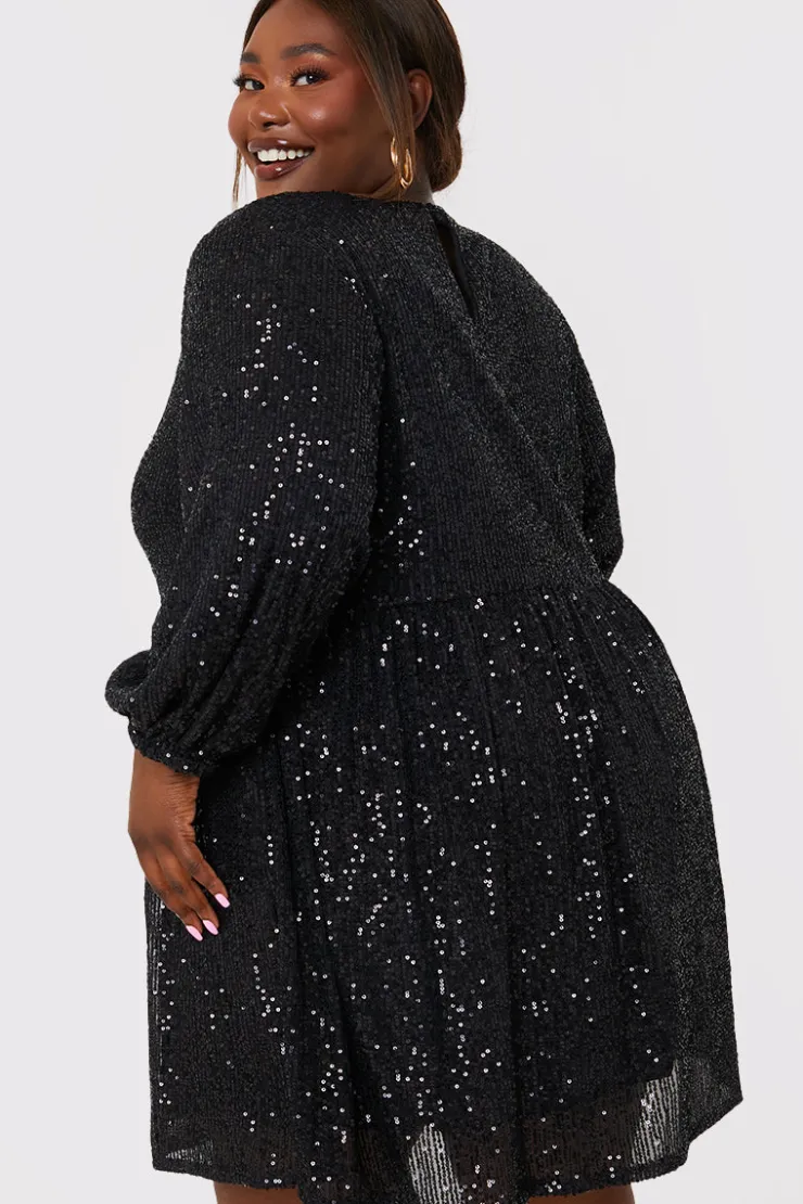 Hot In the Style Sequin Smock Mini Dress