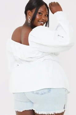 Online In the Style Shirred Button Down Blouse White
