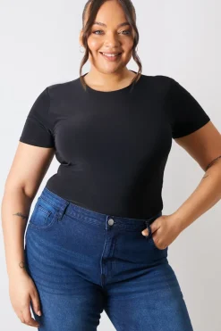 Outlet In The Style Short Sleeve Double Layer Slinky Bodysuit