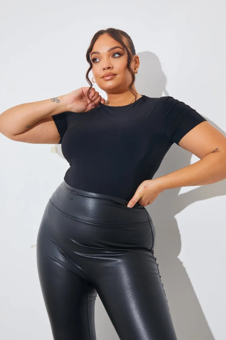 Outlet In The Style Short Sleeve Double Layer Slinky Bodysuit