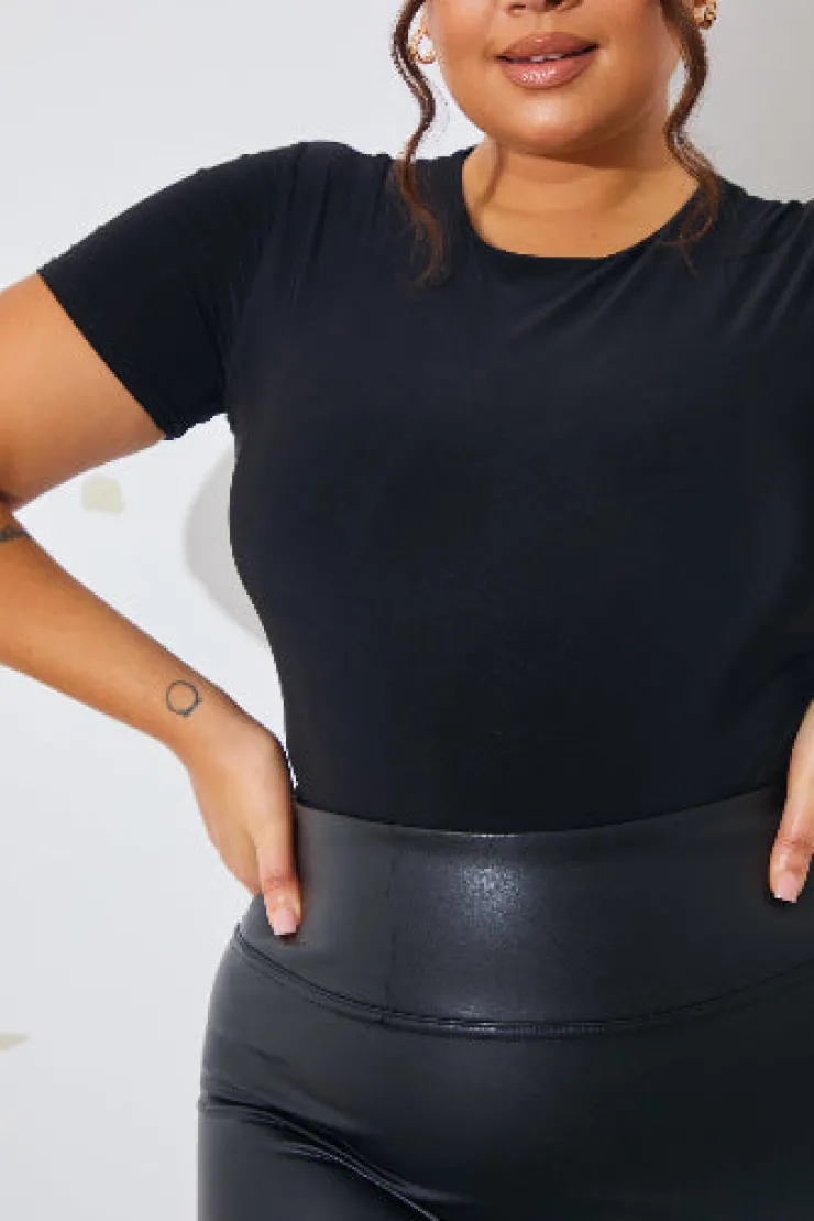 Outlet In The Style Short Sleeve Double Layer Slinky Bodysuit