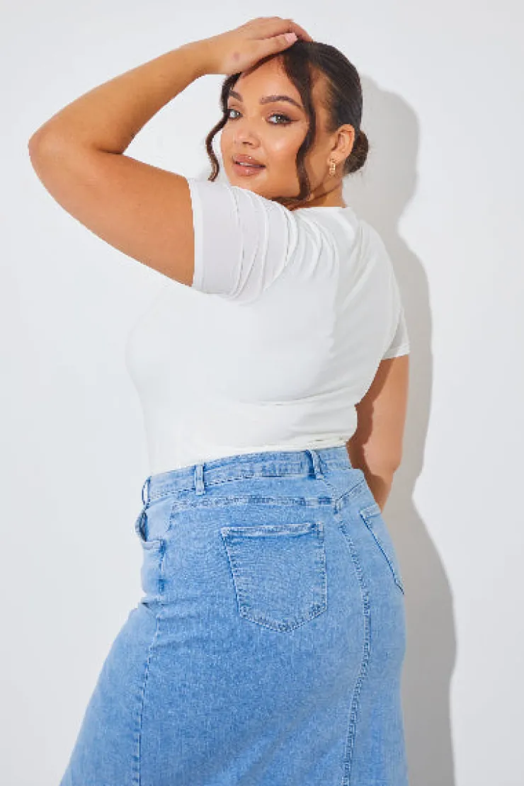 Outlet In The Style Short Sleeve Double Layer Slinky Bodysuit