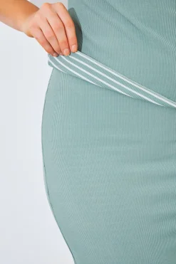 Best In The Style Short Sleeve Stripe Reversible Co-Ord Top Sage
