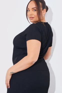 Best In The Style Short Sleeve Stripe Reversible Co-Ord Top Black