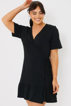 New In The Style Short Sleeve Wrap Swing Dress