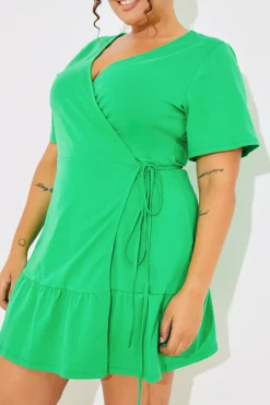 New In The Style Short Sleeve Wrap Swing Dress