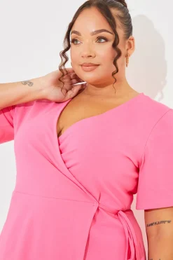 New In The Style Short Sleeve Wrap Swing Dress