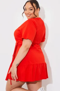 New In The Style Short Sleeve Wrap Swing Dress