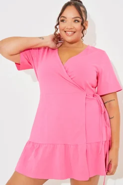 New In The Style Short Sleeve Wrap Swing Dress