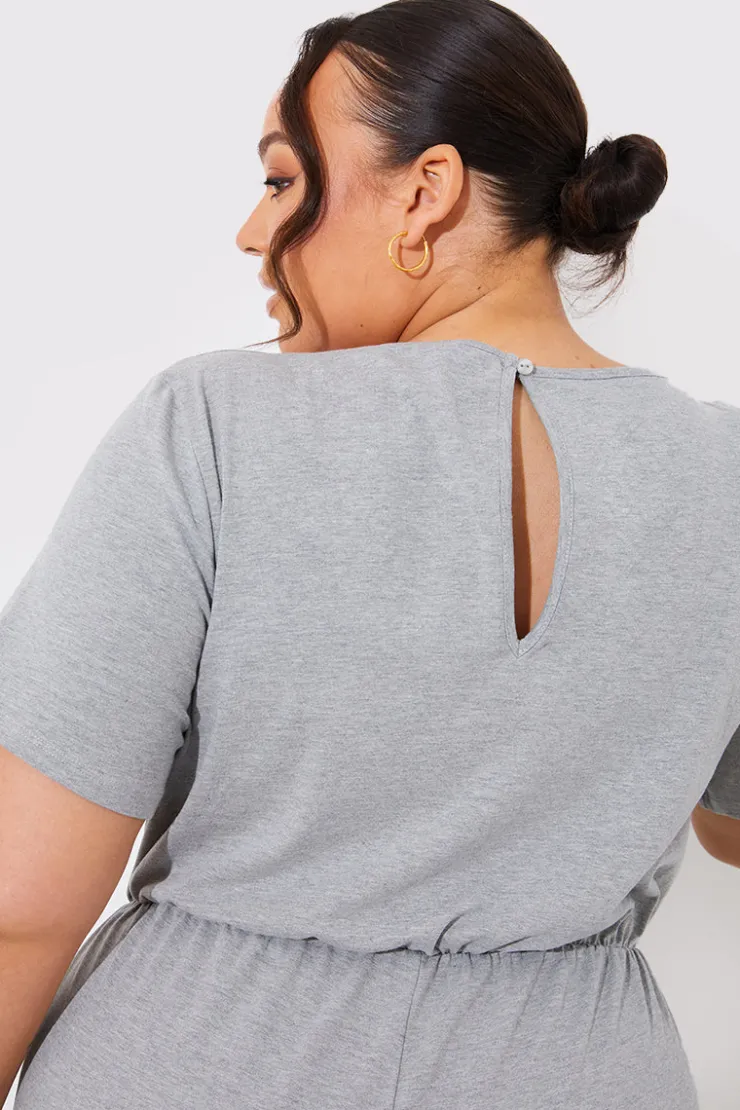 In The Style Short Sleeve Wrap Wide Leg Jumpsuit