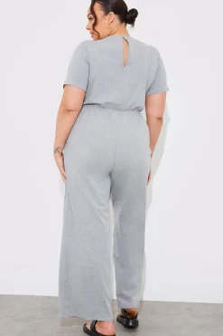 In The Style Short Sleeve Wrap Wide Leg Jumpsuit