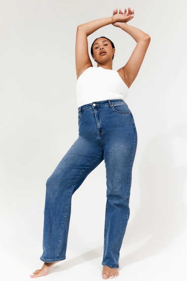 Discount In The Style Sienna Straight Leg Jean Mid blue