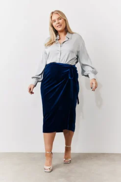 Outlet In the Style Satin Shirt Silver