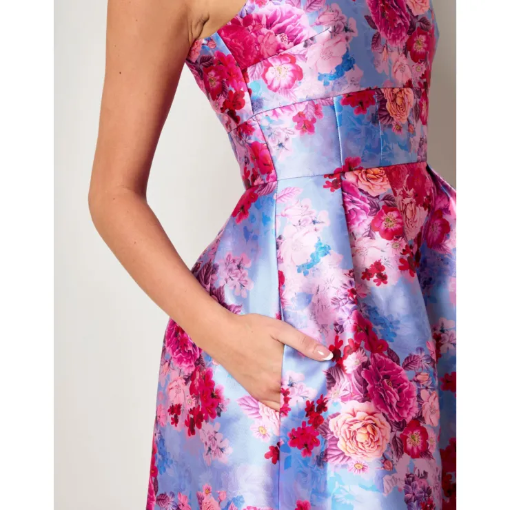 Best CHI CHI LONDON Sleeveless Floral Fit and Flare Midi Dress in Blue