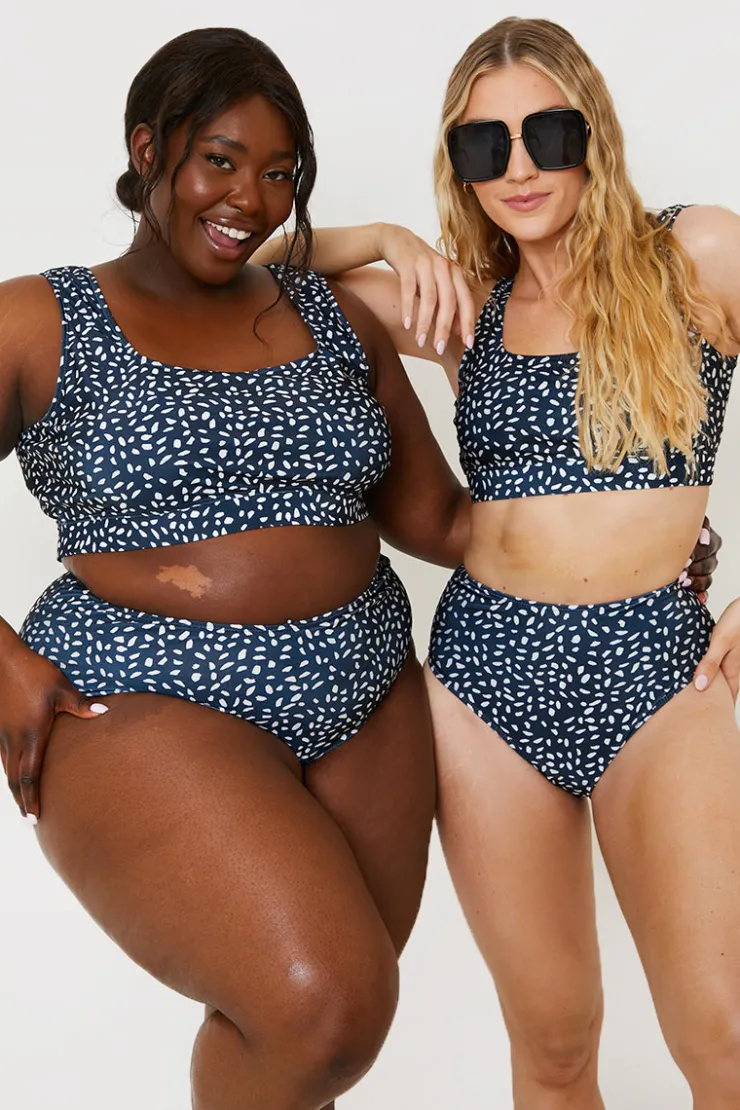 Online In the Style Smudge Spot Print High Waist Bikini Bottoms Black