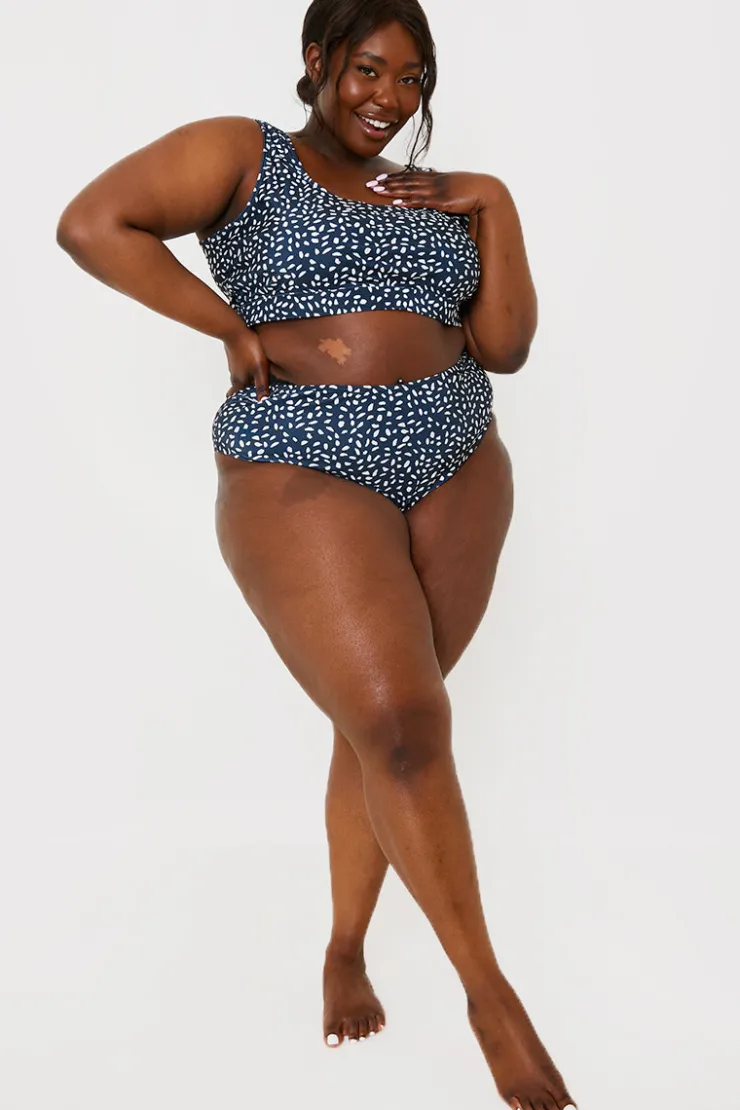 Online In the Style Smudge Spot Print High Waist Bikini Bottoms Black