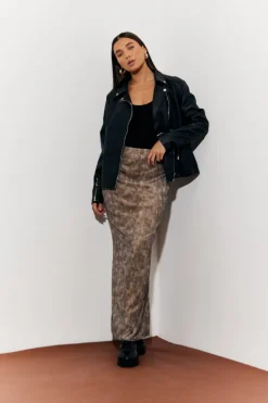 Sale In The Style Snake Skin Printed Mesh Skirt Multi