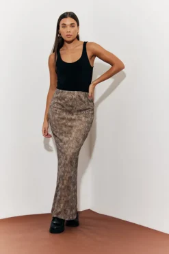 Sale In The Style Snake Skin Printed Mesh Skirt Multi