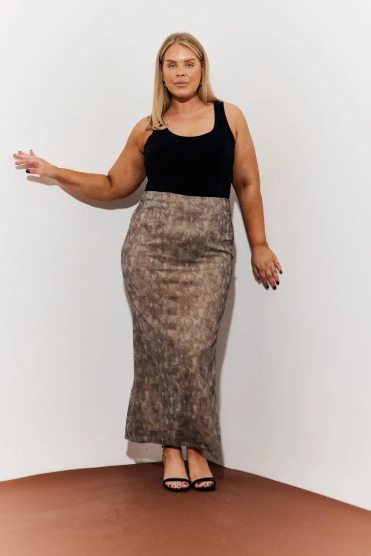 Sale In The Style Snake Skin Printed Mesh Skirt Multi