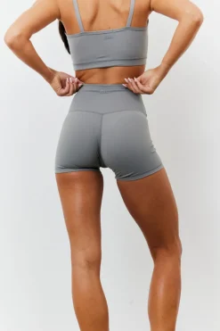 Sale In the Style Soft Touch Cross Over Waist Cycling Shorts Grey