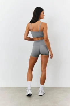 Sale In the Style Soft Touch Cross Over Waist Cycling Shorts Grey
