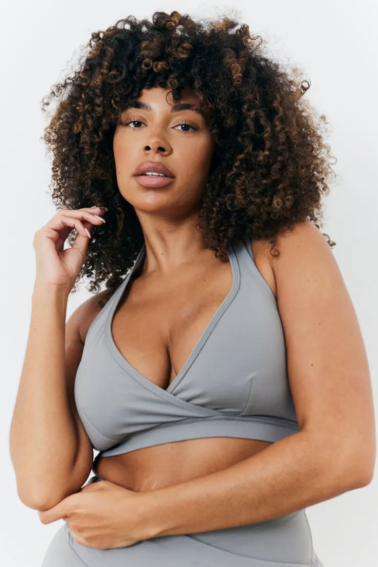 Discount In the Style Soft Touch Medium Support Halter Neck Sports Bra Grey