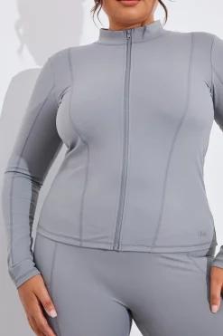 Sale In the Style Soft Touch Seam Detail Zip Through Jacket Grey