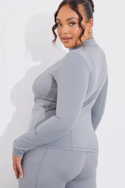 Sale In the Style Soft Touch Seam Detail Zip Through Jacket Grey