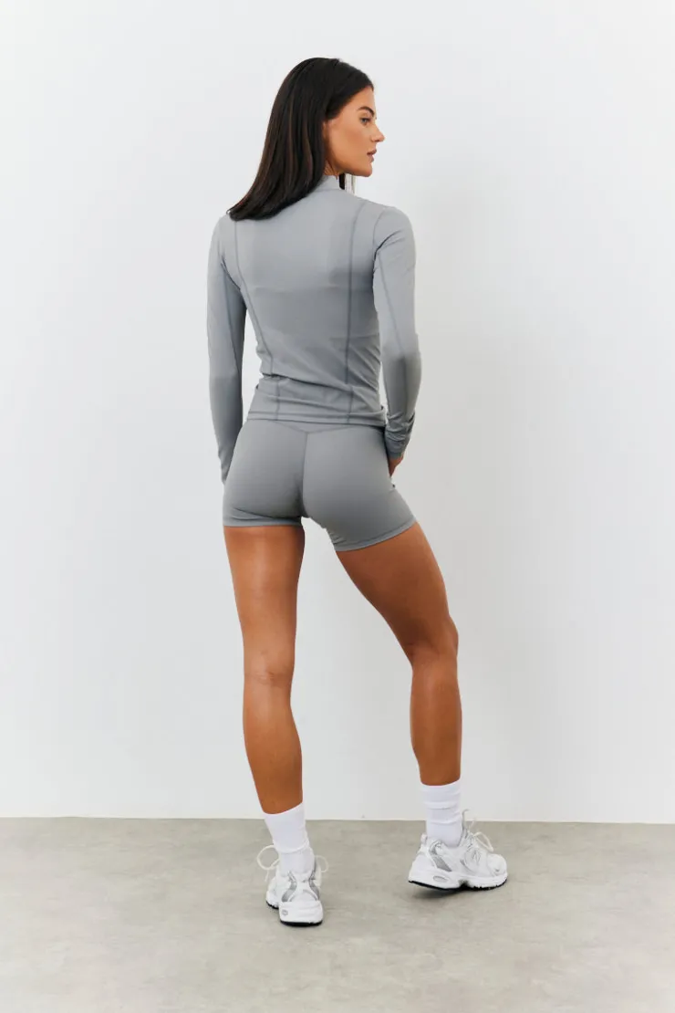Sale In the Style Soft Touch Seam Detail Zip Through Jacket Grey