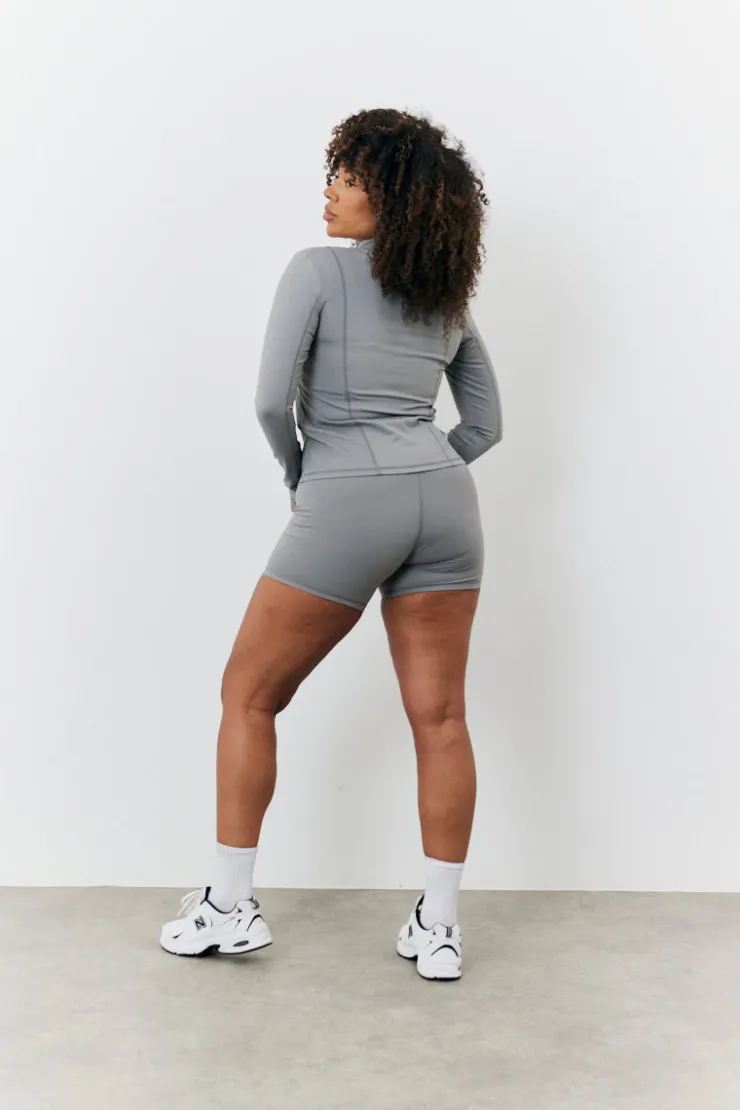 Sale In the Style Soft Touch Seam Detail Zip Through Jacket Grey