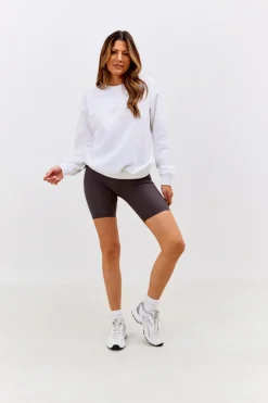 Discount In The Style Soleil Graphic Crew Neck Jersey Sweatshirt White