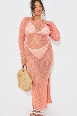 In the Style Space Dye Maxi Knitted Dress Orange