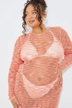 In the Style Space Dye Maxi Knitted Dress Orange