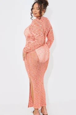 In the Style Space Dye Maxi Knitted Dress Orange