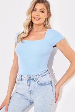 In The Style Square Neck Fitted Top